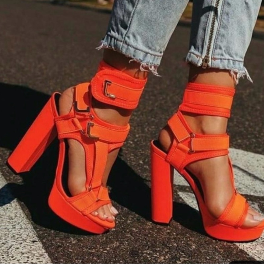 Vibrant Orange Women's Platform Heels